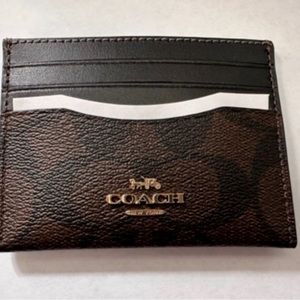 COACH SLIM ID CARD CASE BROWN/BLACK BRAND NEW